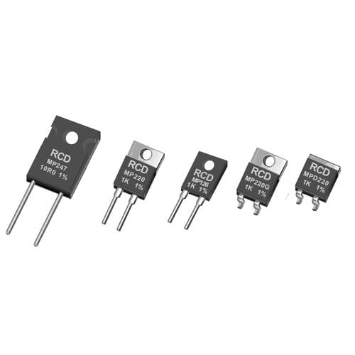 Resistor de película metálica - MP series - RCD Components - de potência / montado em circuito impresso / retardante de chama